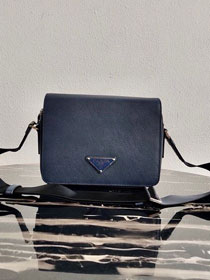 Prada original saffiano leather shoulder bag 2VD038 dark blue