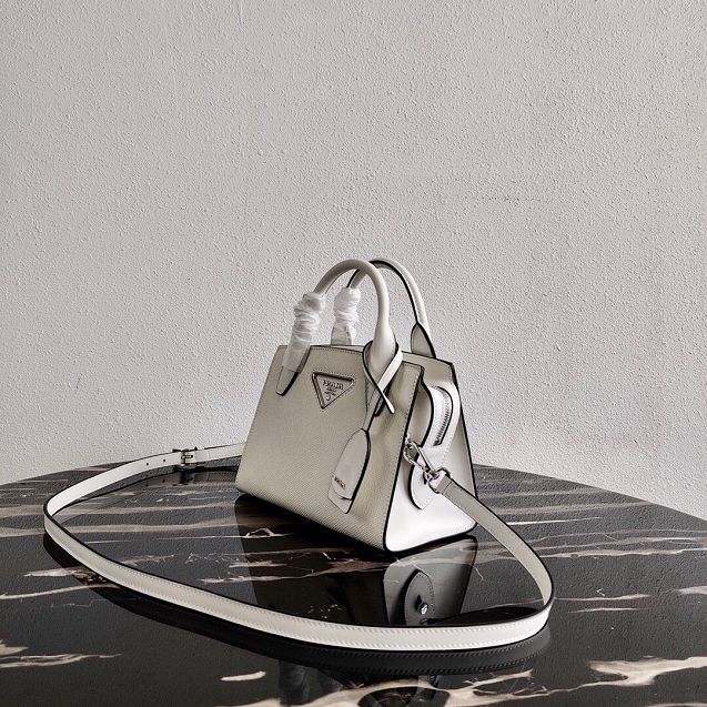 Prada original saffiano leather small monochrome bag 1BA269 white