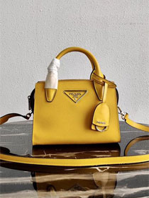 Prada original saffiano leather small monochrome bag 1BA269 yellow