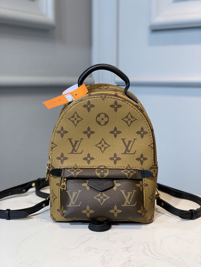 Louis vuitton handmade monogram reverse palm springs backpack mini M42411