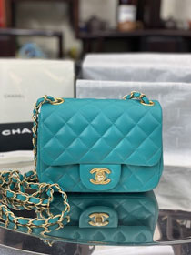 CC original lambskin super mini flap bag A35200 lake blue