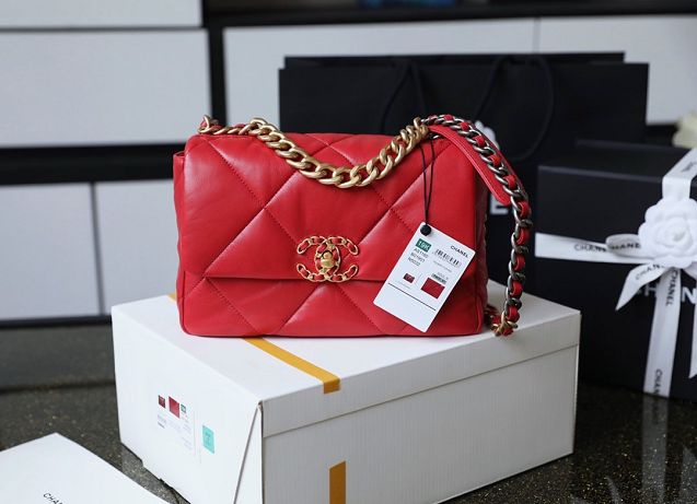 2020 CC original lambskin 19 flap bag AS1160 red