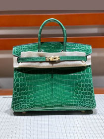 Top hermes genuine 100% crocodile leather handmade birkin 35 bag K350 green