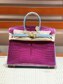 Top hermes genuine 100% crocodile leather handmade birkin 35 bag K350 purple