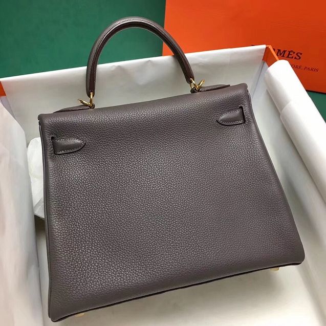 Hermes original togo leather kelly 25 bag K25 gris etain