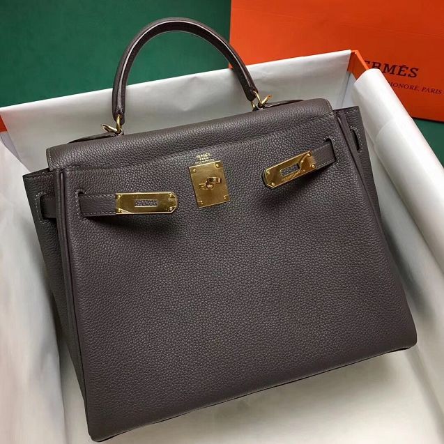 Hermes original togo leather kelly 25 bag K25 gris etain