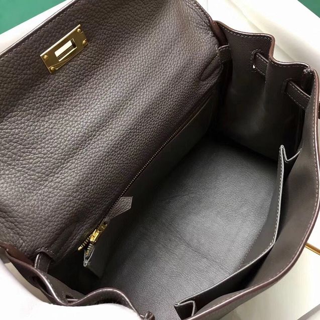 Hermes original togo leather kelly 25 bag K25 gris etain