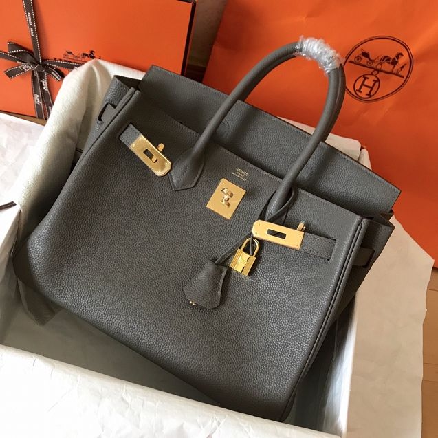 Hermes original togo leather birkin 30 bag H30-1 gris etain