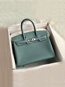 Hermes original togo leather birkin 25 bag H25-1 azure