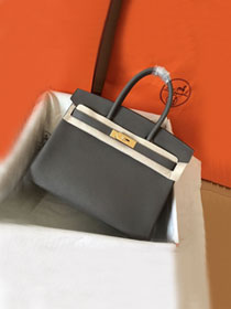 Hermes original togo leather birkin 25 bag H25-1 gris etain