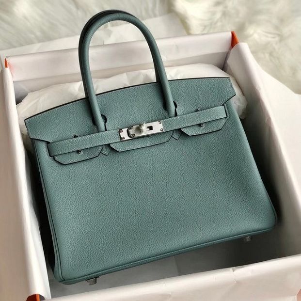 Hermes original togo leather birkin 35 bag H35-1 azure