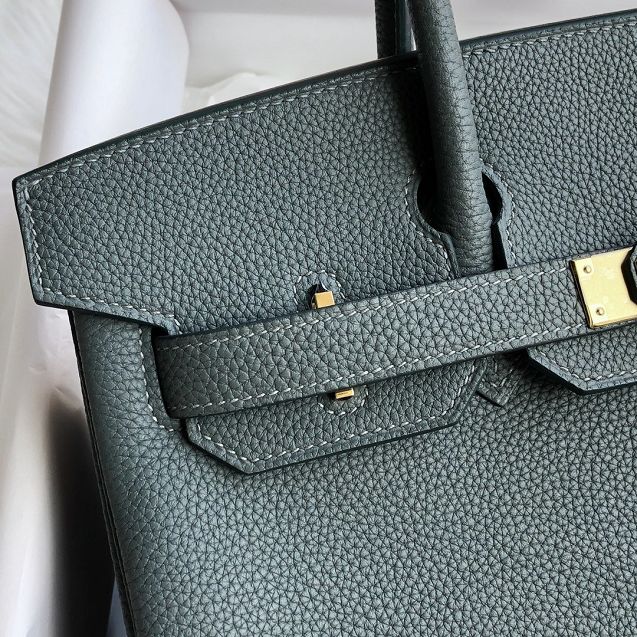 Hermes original togo leather birkin 25 bag H25-1 vert amande