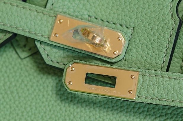 Hermes original togo leather birkin 25 bag H25-1 vert criquet