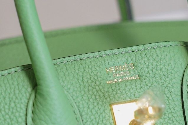 Hermes original togo leather birkin 25 bag H25-1 vert criquet