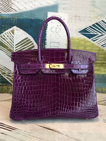 Top hermes genuine 100% crocodile leather handmade birkin 35 bag K350 anemone