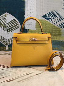 Hermes original epsom leather kelly 28 bag K28-2 yellow