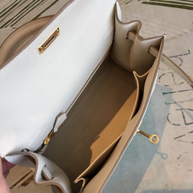 Hermes original epsom leather kelly 25 bag K25-1 white