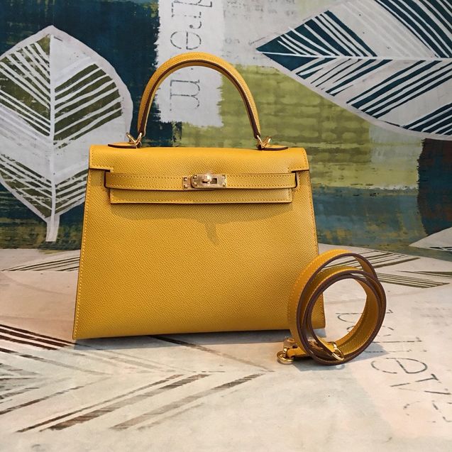 Hermes original epsom leather kelly 32 bag K32-1 amber