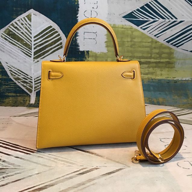 Hermes original epsom leather kelly 32 bag K32-1 amber