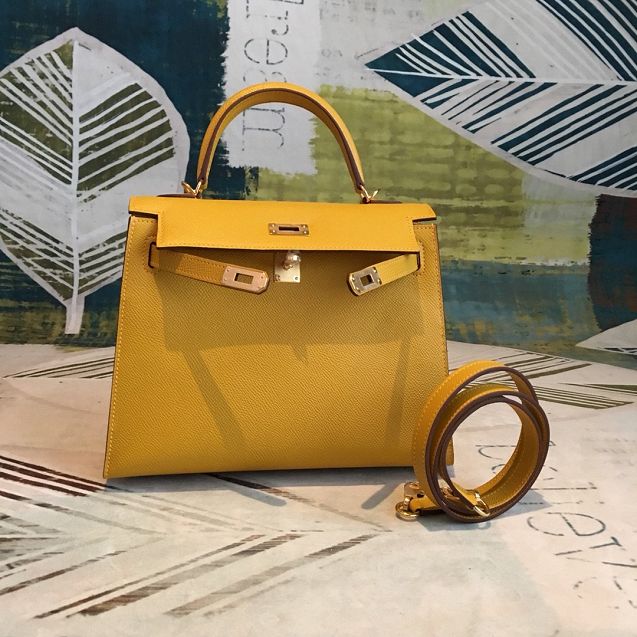 Hermes original epsom leather kelly 32 bag K32-1 amber