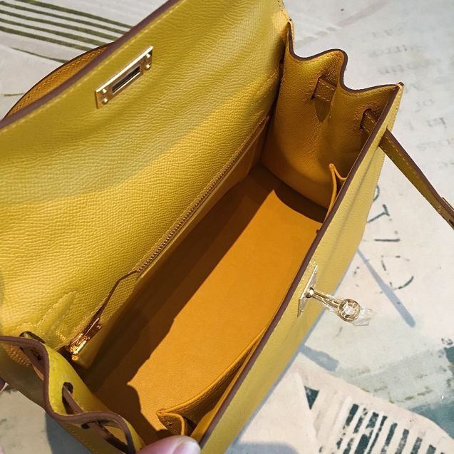 Hermes original epsom leather kelly 32 bag K32-1 amber