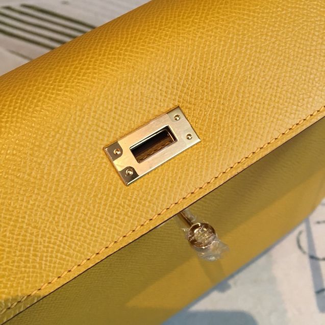 Hermes original epsom leather kelly 28 bag K28-2 yellow