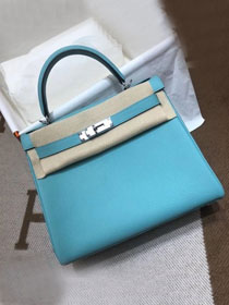 Hermes original togo leather kelly 25 bag K25 blue du nord 