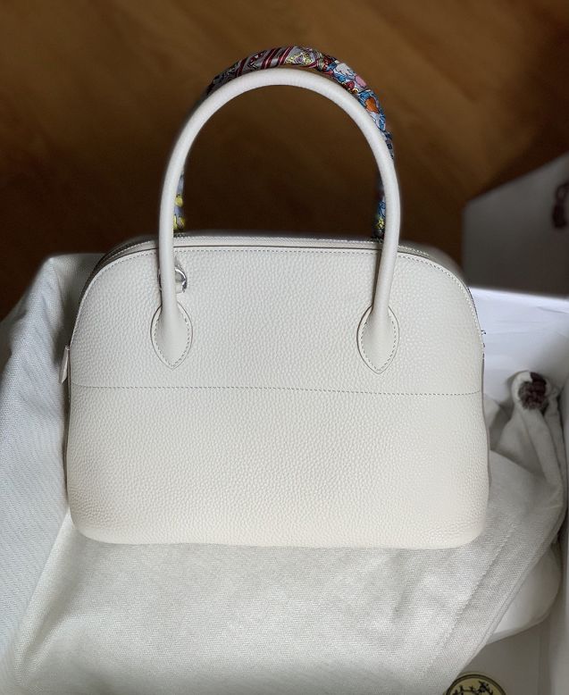 Hermes original togo leather medium bolide 31 bag B031 white