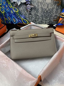 Hermes original epsom leather mini kelly 22 clutch K012 light grey