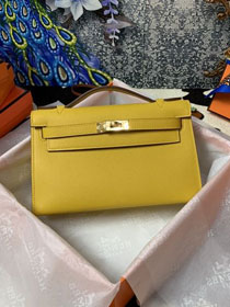 Hermes original epsom leather mini kelly 22 clutch K012 light yellow