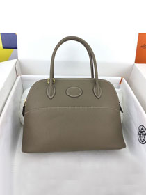 Hermes original epsom leather small bolide 27 bag B027 etoupe grey