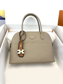 Hermes original epsom leather small bolide 27 bag B027 light grey