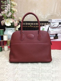 Hermes original togo leather small bolide 27 bag B027 bordeaux