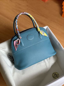 Hermes original togo leather small bolide 27 bag B027 lake blue	