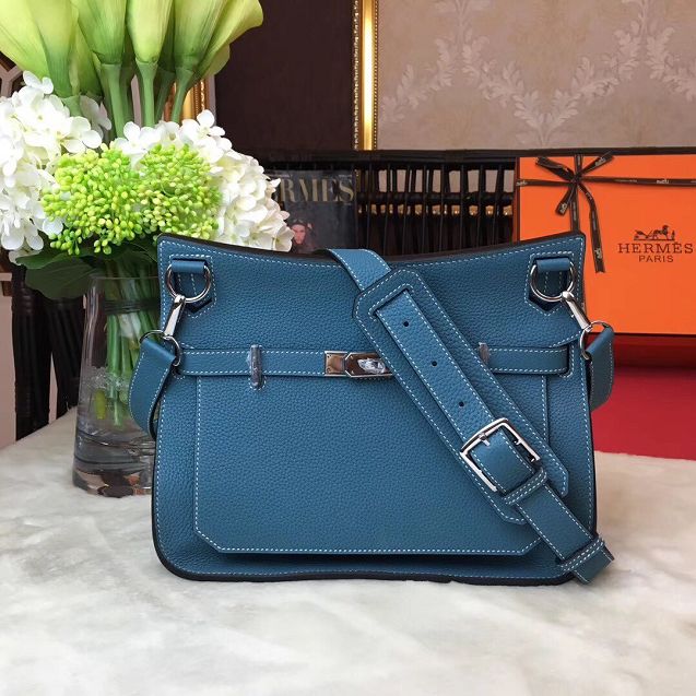 Hermes original calfskin jypsiere bag J034 blue