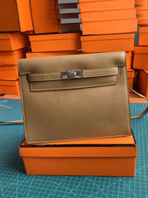 Hermes original evercolor leather kelly danse bag KD022 coffee