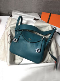 Hermes original togo leather mini lindy 19 bag H019 emerald green