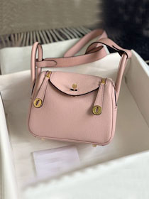 Hermes original togo leather mini lindy 19 bag H019 light pink