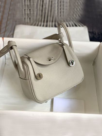 Hermes original togo leather mini lindy 19 bag H019 pearlash