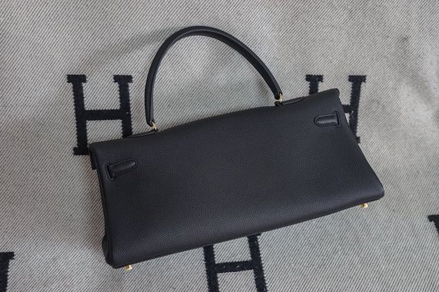 Hermes handmade original calfskin kelly 42 shoulder bag BK0057 black