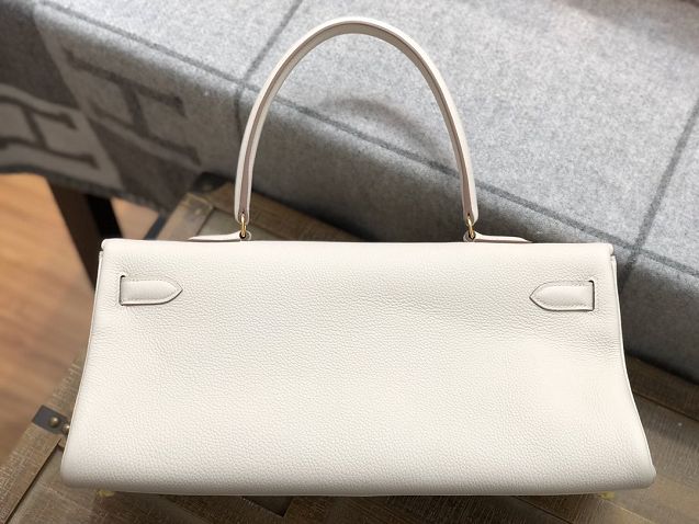 Hermes original calfskin kelly 42 shoulder bag BK0057 white