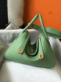 Hermes original top togo leather medium lindy 30 bag HL030 vert criquet