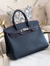 Hermes original epsom leather birkin 35 bag H35-3 black&red