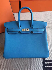 Hermes original epsom leather birkin 35 bag H35-3 blue zanzibar