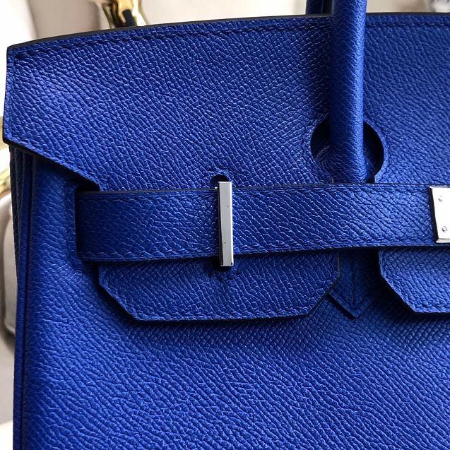 Hermes original epsom leather birkin 25 bag H25-3 blue zellige