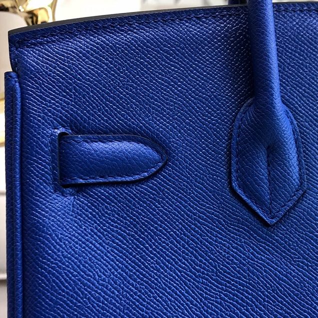 Hermes original epsom leather birkin 25 bag H25-3 blue zellige