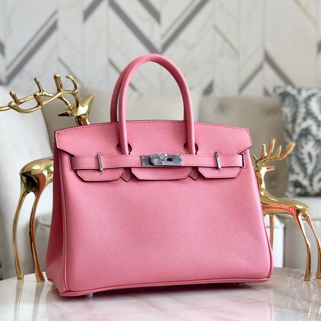 Hermes original epsom leather birkin 25 bag H25-3 cherry pink