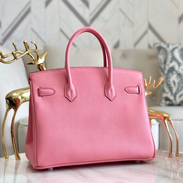 Hermes original epsom leather birkin 25 bag H25-3 cherry pink