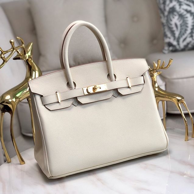 Hermes original epsom leather birkin 25 bag H25-3 cream white