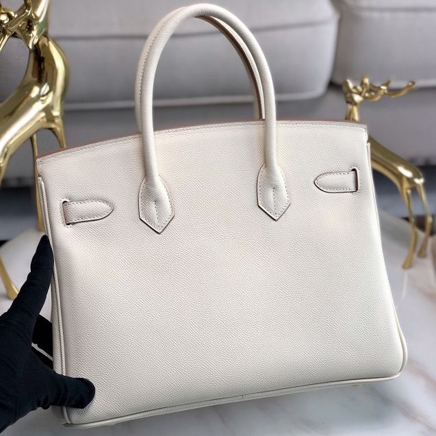 Hermes original epsom leather birkin 25 bag H25-3 cream white